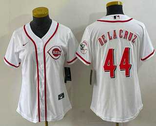 Women%27s Cincinnati Reds #44 Elly De La Cruz White With Patch Cool Base Stitched Jersey->mlb womens jerseys->MLB Jersey